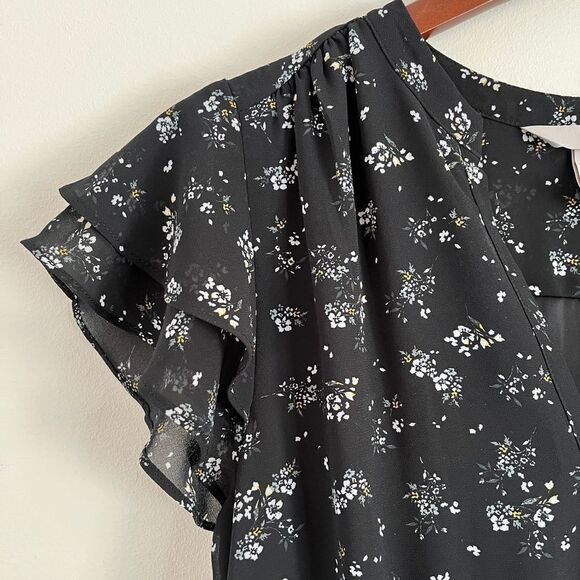 H&M Black Floral Short Sleeve Dress | Size 6 - Picture 3 of 9